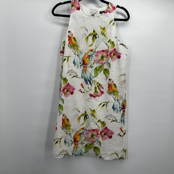 Tommy Bahama Dress Womens Small Linen Parrot Floral Sleeveless Summer Beach - Picture 1 of 11